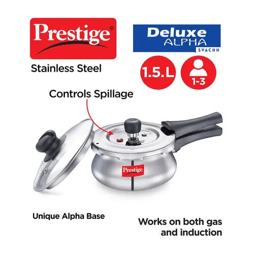 Prestige Deluxe Alpha Svachh Stainless Steel Handi Pressure Cooker