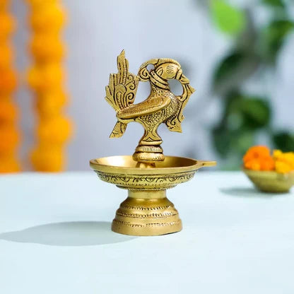 Brass Peacock Oil Wick Diya