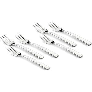 FnS Solo Premium Stainless Steel Fruit Fork for Snacks, Cocktail Pick Set of 6