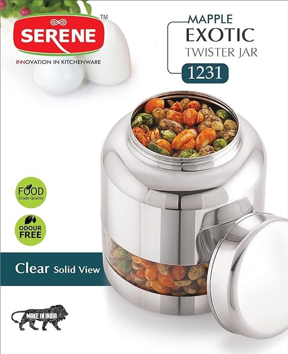 Serene Stainless Steel See Through Container Jar