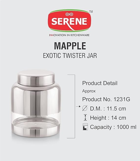 Serene Stainless Steel See Through Container Jar