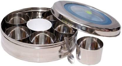 JVL Stainless Steel Kitchen Storage Spice tin Set With Seven Bowls