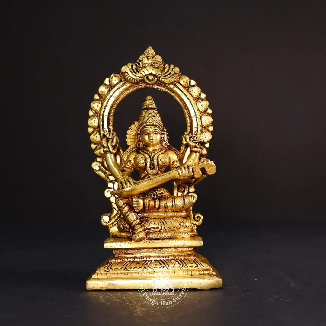 Brass Saraswathi With Arch Idol