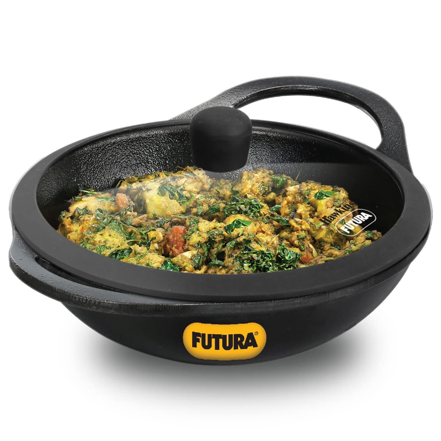 Hawkins Futura Naturally Nonstick Cast Iron Kadai with Glass Lid