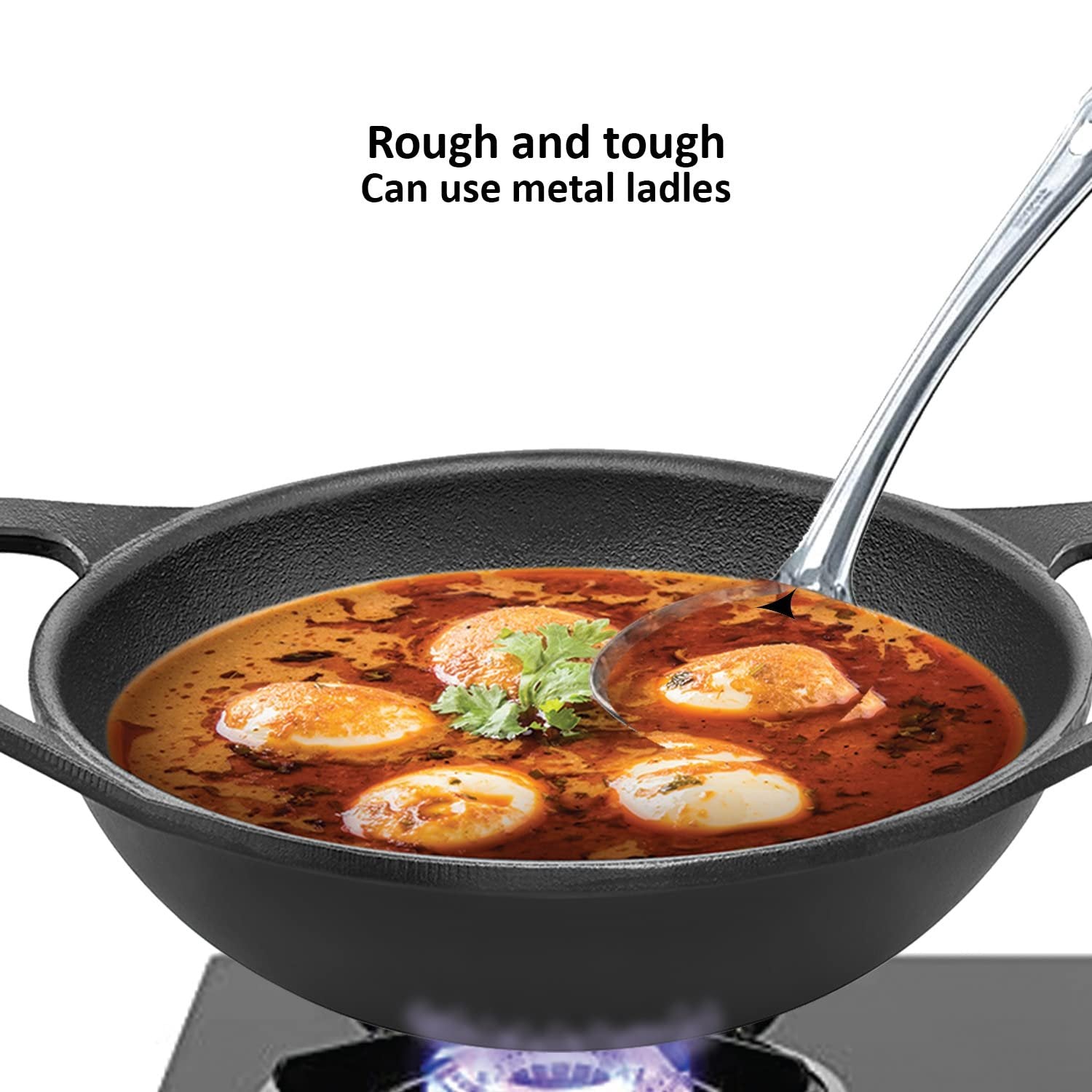 Hawkins Futura Naturally Nonstick Cast Iron Kadai with Glass Lid