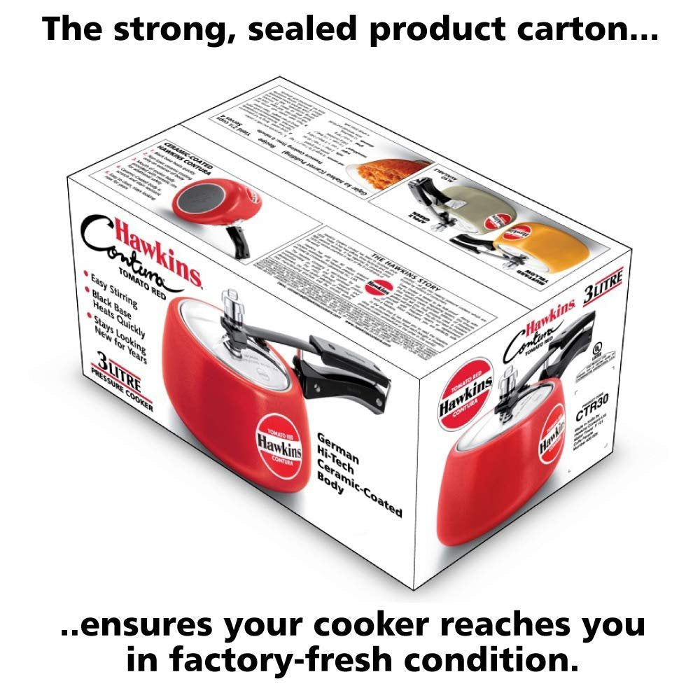 Hawkins Ceramic Coated Handi Cooker, Tomato Red 3Ltr