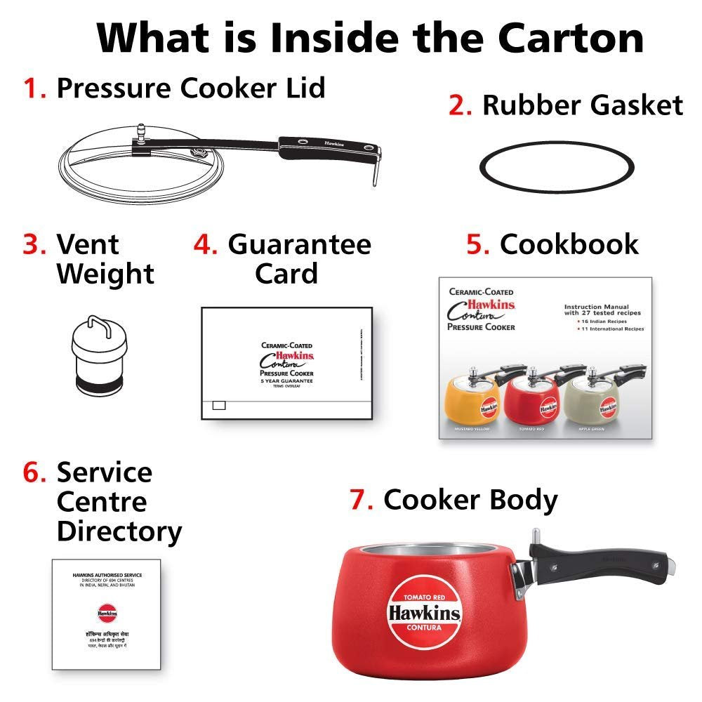 Hawkins Ceramic Coated Handi Cooker, Tomato Red 3Ltr