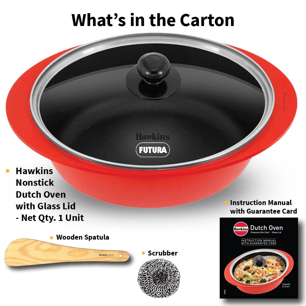 Hawkins Die Cast Dutch Oven Red Ceramic Coated Casserole