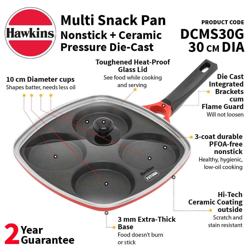 Hawkins Die Cast Multi Snack Pan with Glass Lid