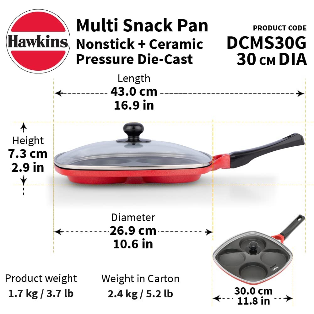 Hawkins Die Cast Multi Snack Pan with Glass Lid