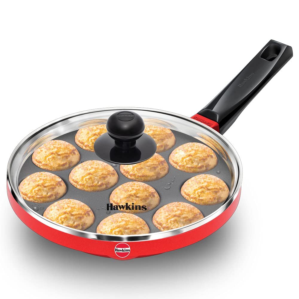 Hawkins Nonstick Appe Pan / Paniyaram Pan with Glass Lid
