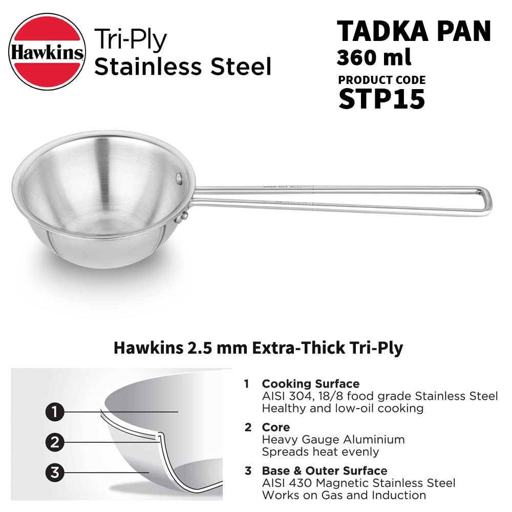 Hawkins Triply Stainless Steel Tadka Pan