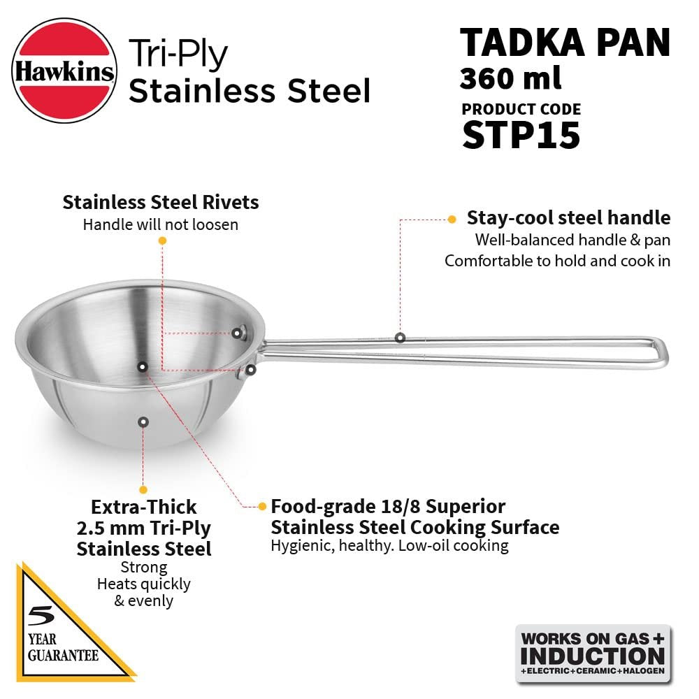 Hawkins Triply Stainless Steel Tadka Pan