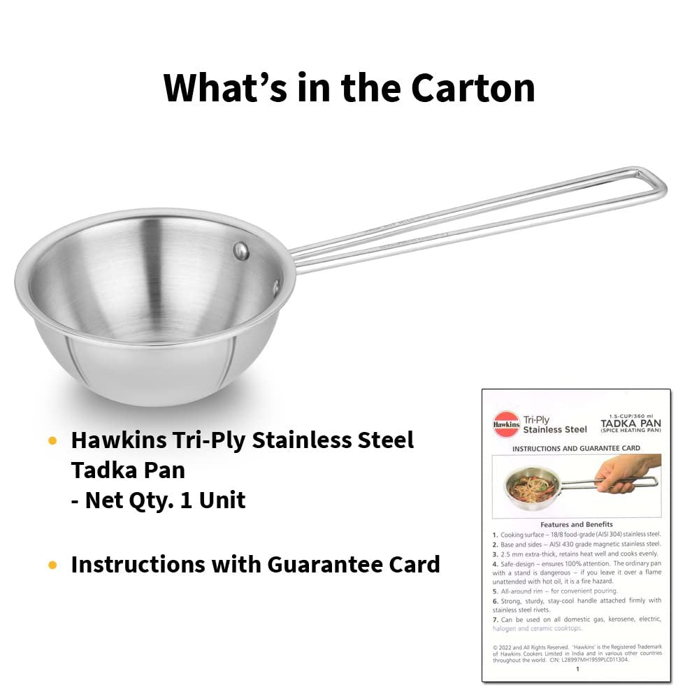 Hawkins Triply Stainless Steel Tadka Pan