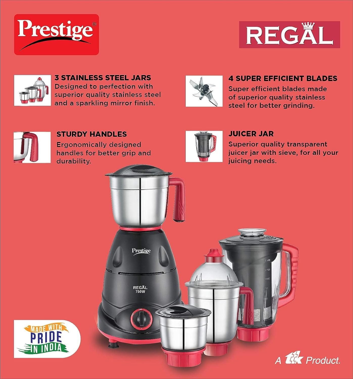 Prestige Regal Mixer Grinder, 750W