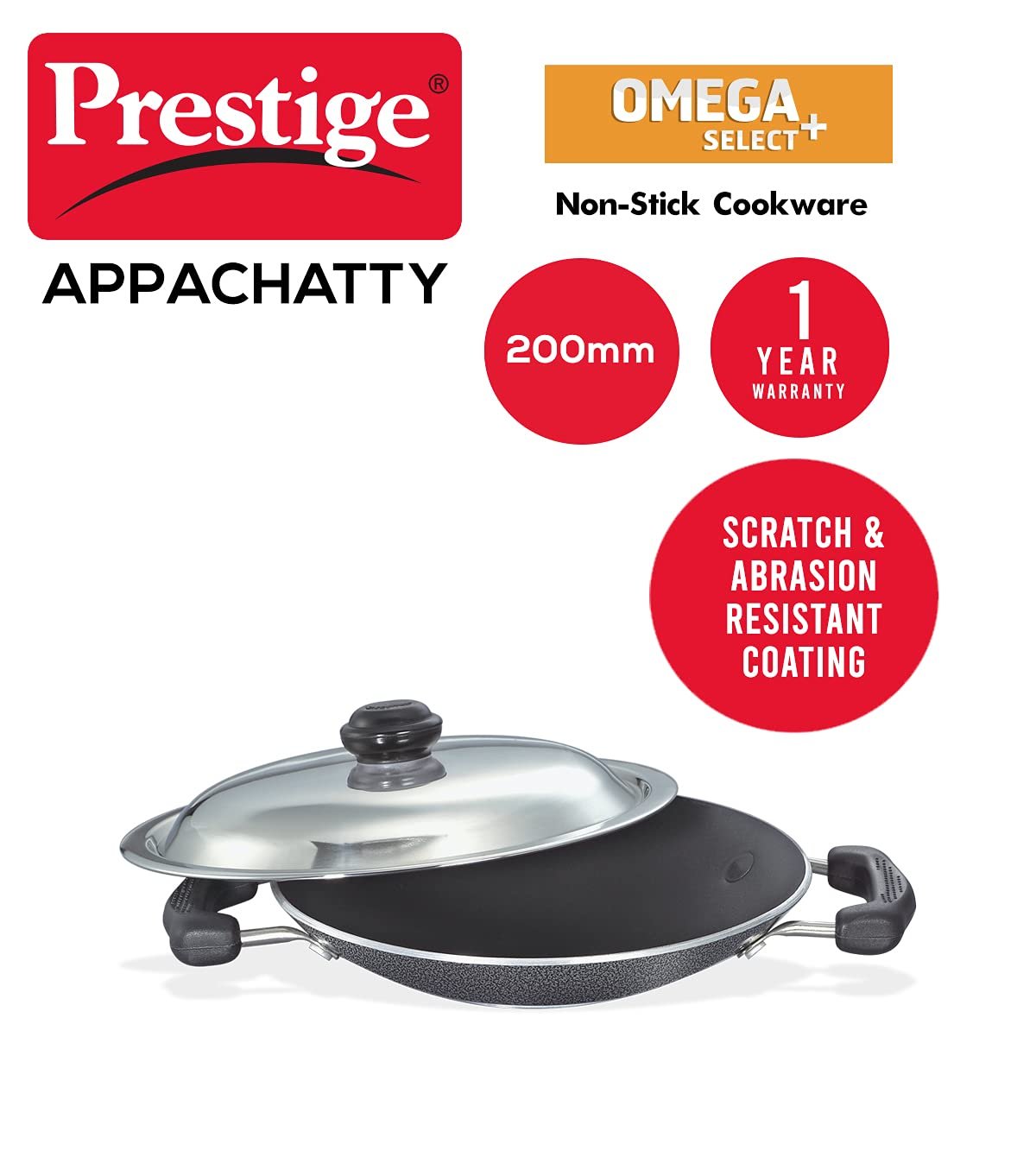 Prestige Omega Select Plus Non-Stick Deep Appachetty with Lid 20 cm