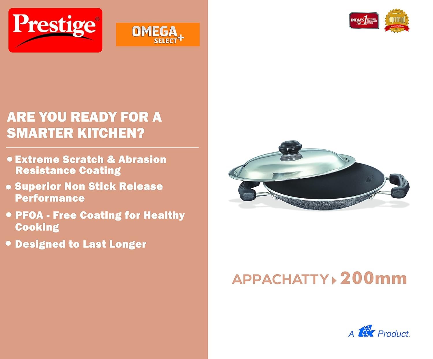 Prestige Omega Select Plus Non-Stick Deep Appachetty with Lid 20 cm