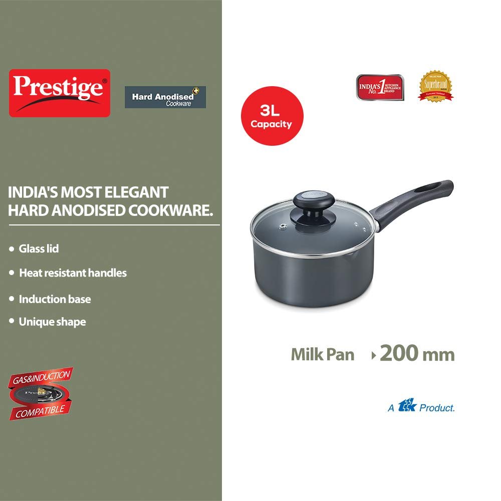 Prestige Aluminium Hard Anodised Plus Milk Pan 20cm
