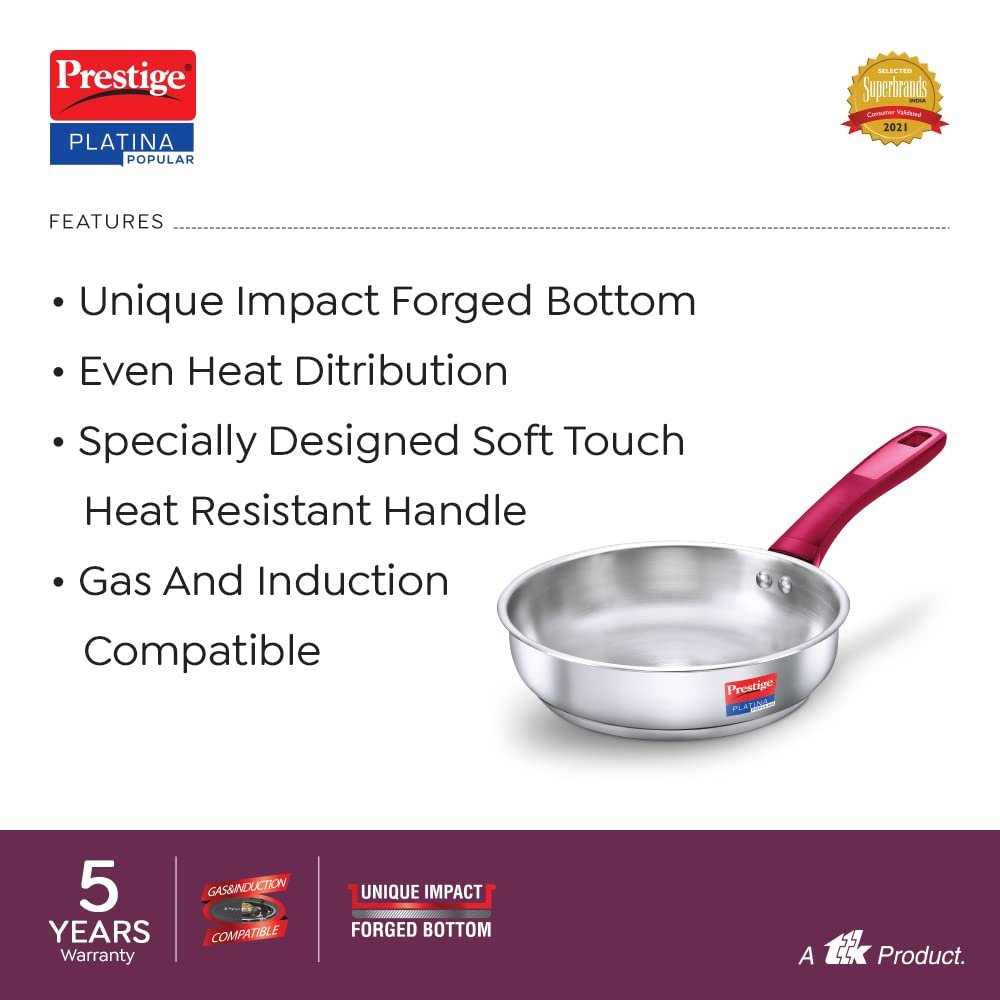 Prestige Platina Popular Stainless Steel Unique Impact Forged Bottom Fry Pan