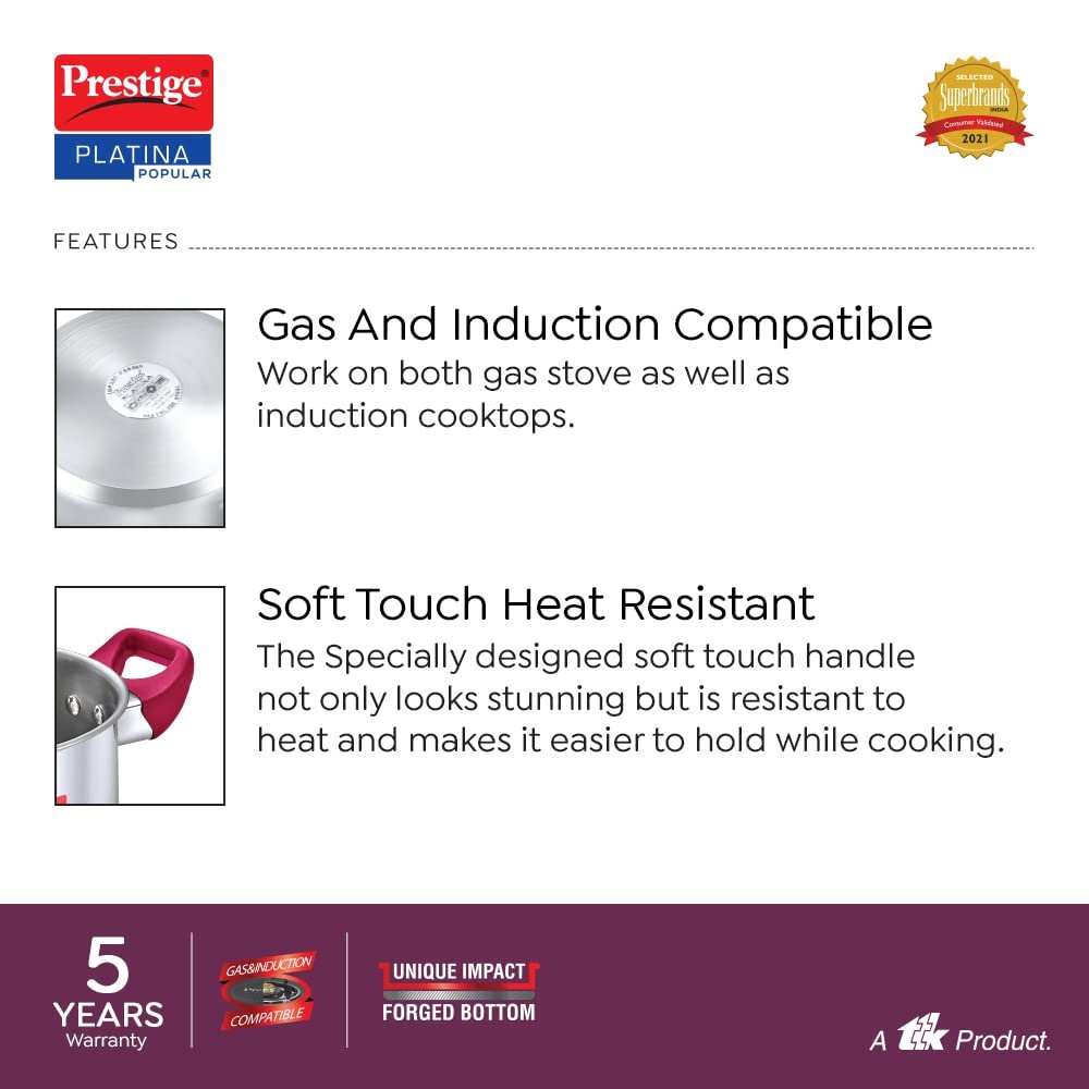 Prestige Platina Popular Stainless Steel Casserole with Glass Lid