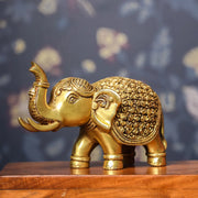 Brass Engraved Elephant Decorative Figurine Home Decor