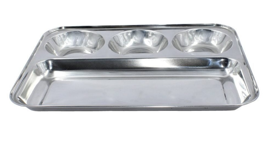 SS PARTITION PLATE ROUND AND RECTANGLE 4 IN 1