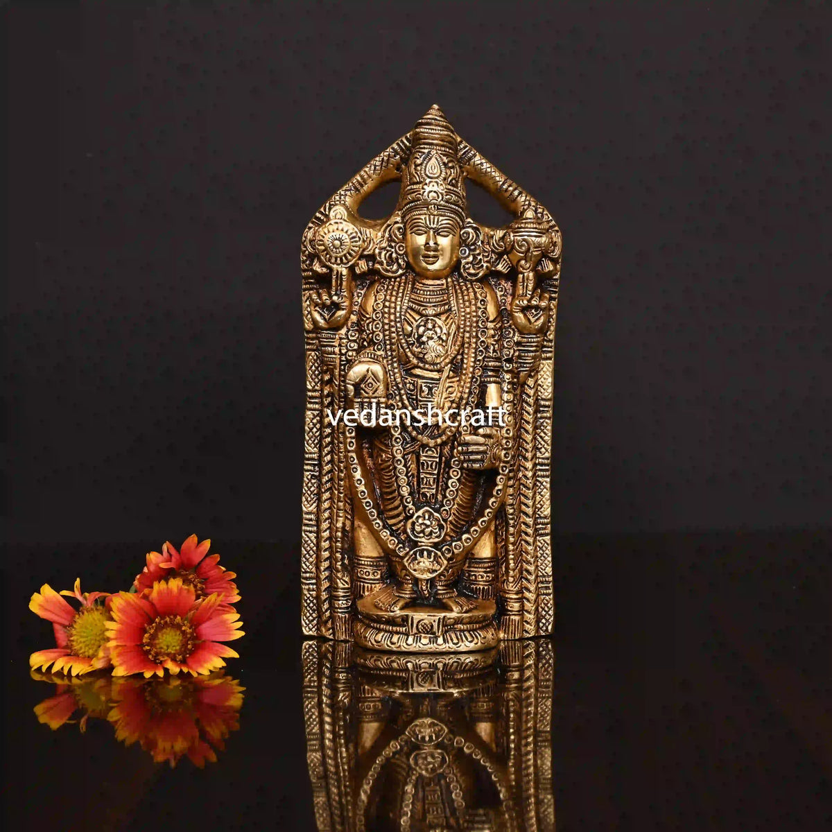 Brass Lord Balaji Flat Wall Hanging Statue