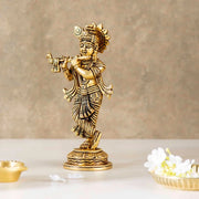 Brass Shri Krishna Idol with Flute