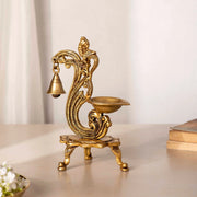 Brass Parrot Diya With Bell