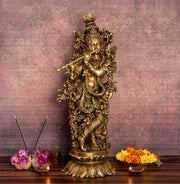 Brass Superfine Lord Krishna Playing Flute