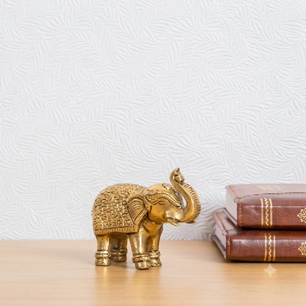 Brass Royal Elephant Statue Home Decor