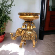 Brass Elephant Urli With Bells Home Decor