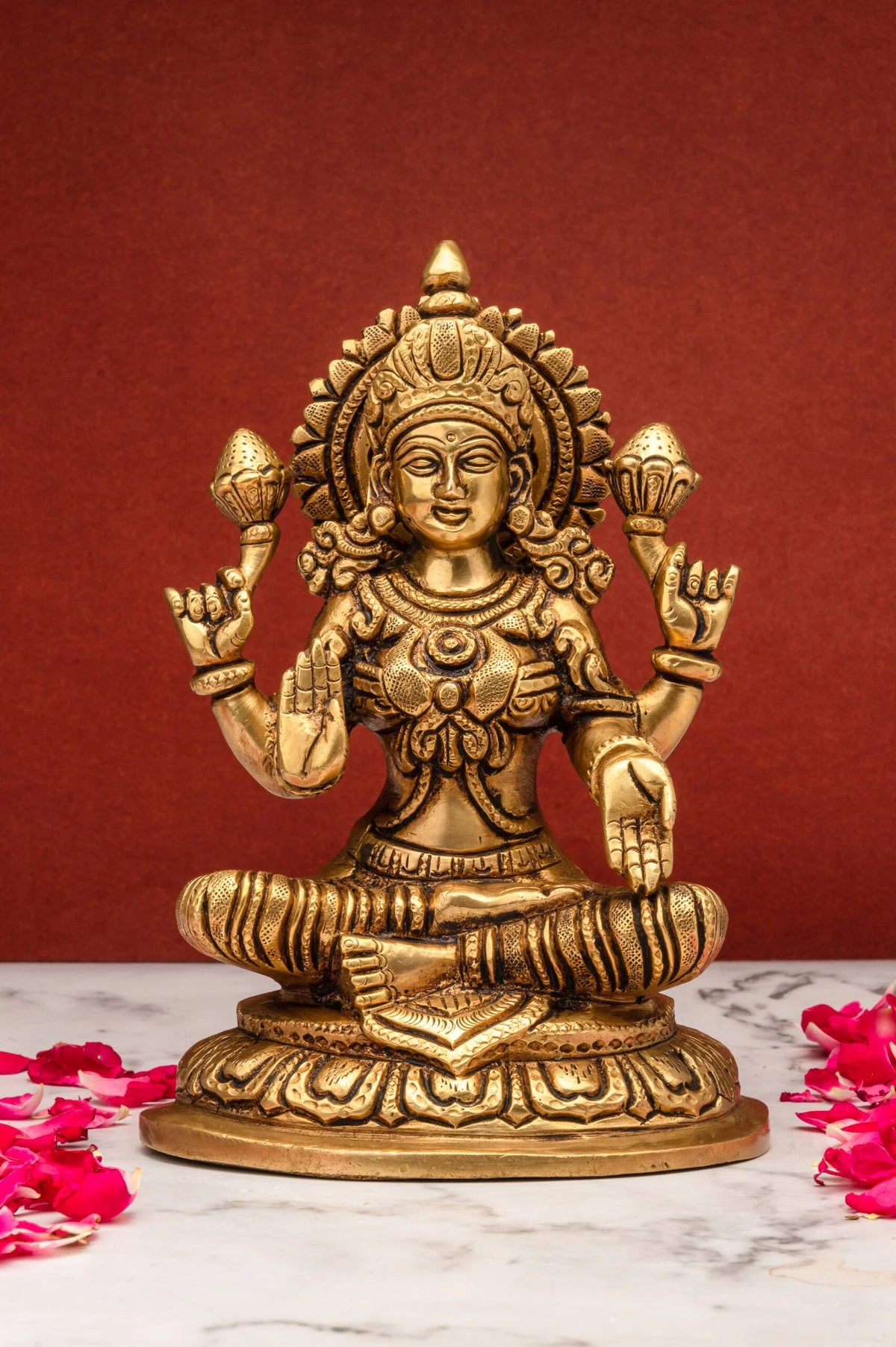 Brass  Engraved Lakshmi  Idol