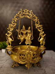 Brass Radha Krishna Uruli Home Decor