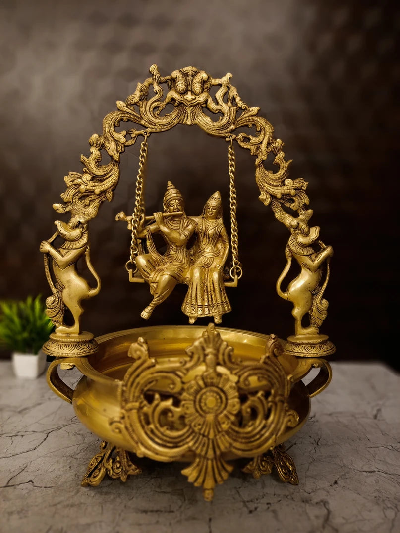 Brass Radha Krishna Uruli Home Decor