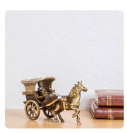 Brass Running Horse Chariot Home Decor