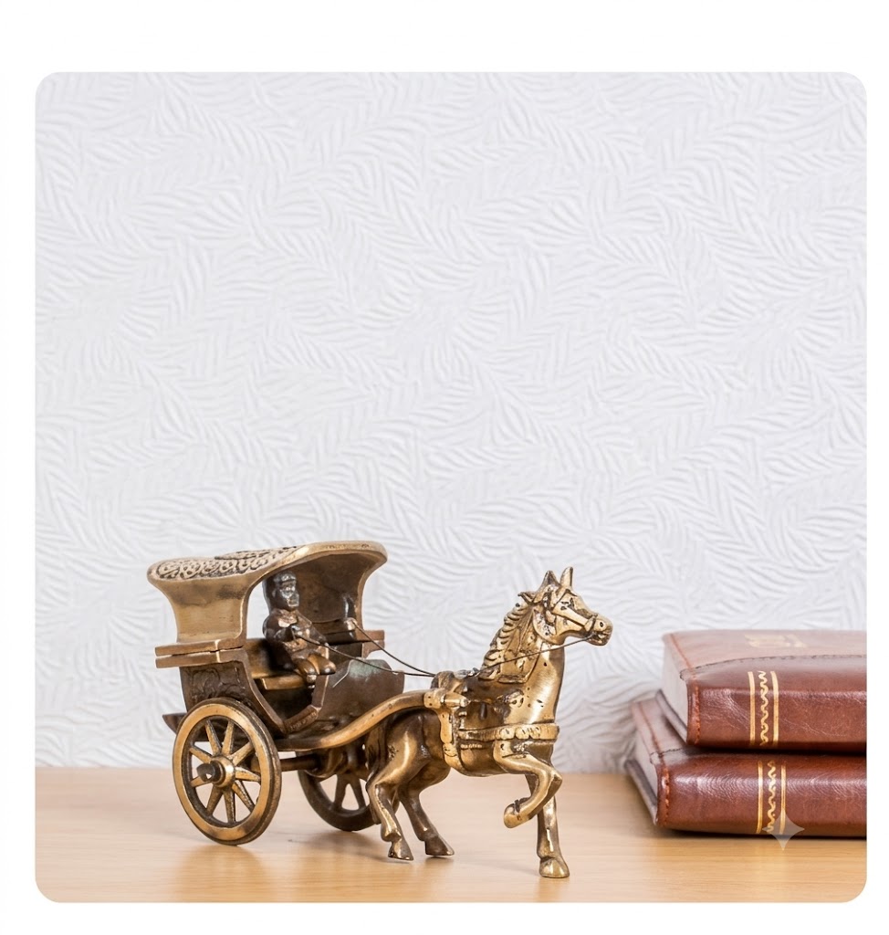 Brass Running Horse Chariot Home Decor