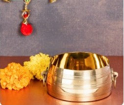 Brass Para: Authentic Kerala Measuring Vessel for Rituals and Home Decor
