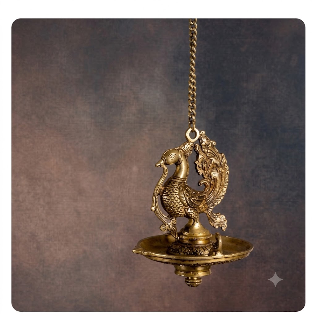 Brass Wall Hanging Peacock Lamp