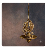 Brass Wall Hanging Peacock Lamp