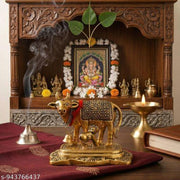 Brass Holy Kamdhenu Cow and Calf