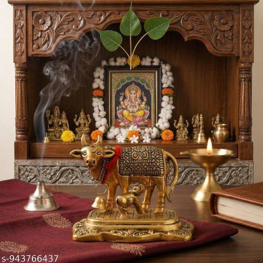 Brass Holy Kamdhenu Cow and Calf