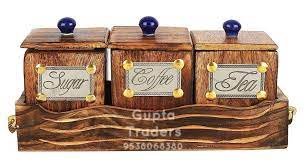 Wooden Coffee Tea Sugar
