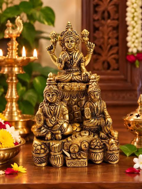 Brass  Superfine Kubera and Lakshmi Statue