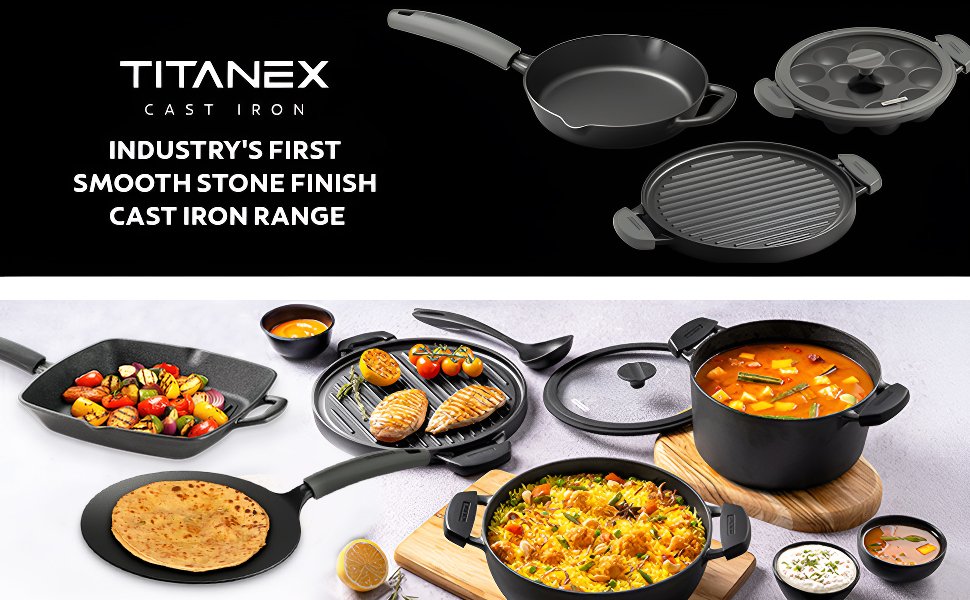 Tramontina Titanex Cast Iron Biryani Pot with Glass Lid