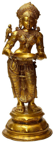 LARGE DEEP LAKSHMI STATUE WITH LAMP