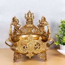 Brass Lakshmi Ganesh Saraswathi Urli