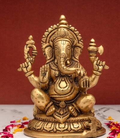 Brass Ganesha Decorative Idol