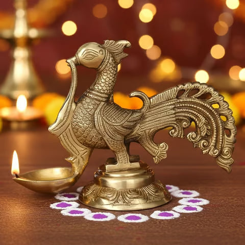 Brass Peacock Lamp