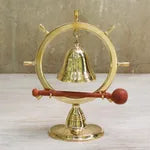 Brass Ship Wheel Bell Home Decor